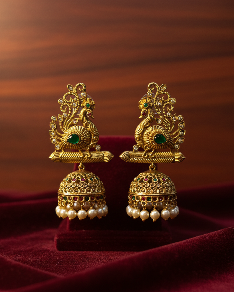 Regal Peacock Silhouette Drop Earrings ER-006