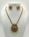Kundan Ruby Floral Pendant Necklace