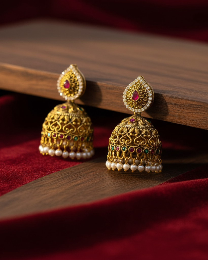 Artisan crafted Antique Drop Jhumka ER-005