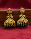 Temple design Jhumka with Green Bead drop ER-016