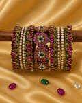 Festive Pearl & Floral Kundan Bangle Set (Please read description before placing an order)