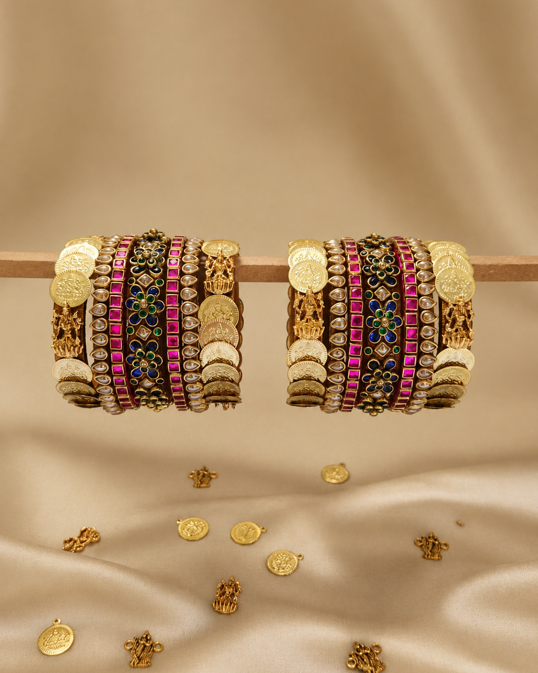 Lakshmi Coin Temple Thread Bangles – Customizable in Your Favorite Colors (Please read description before placing an order)