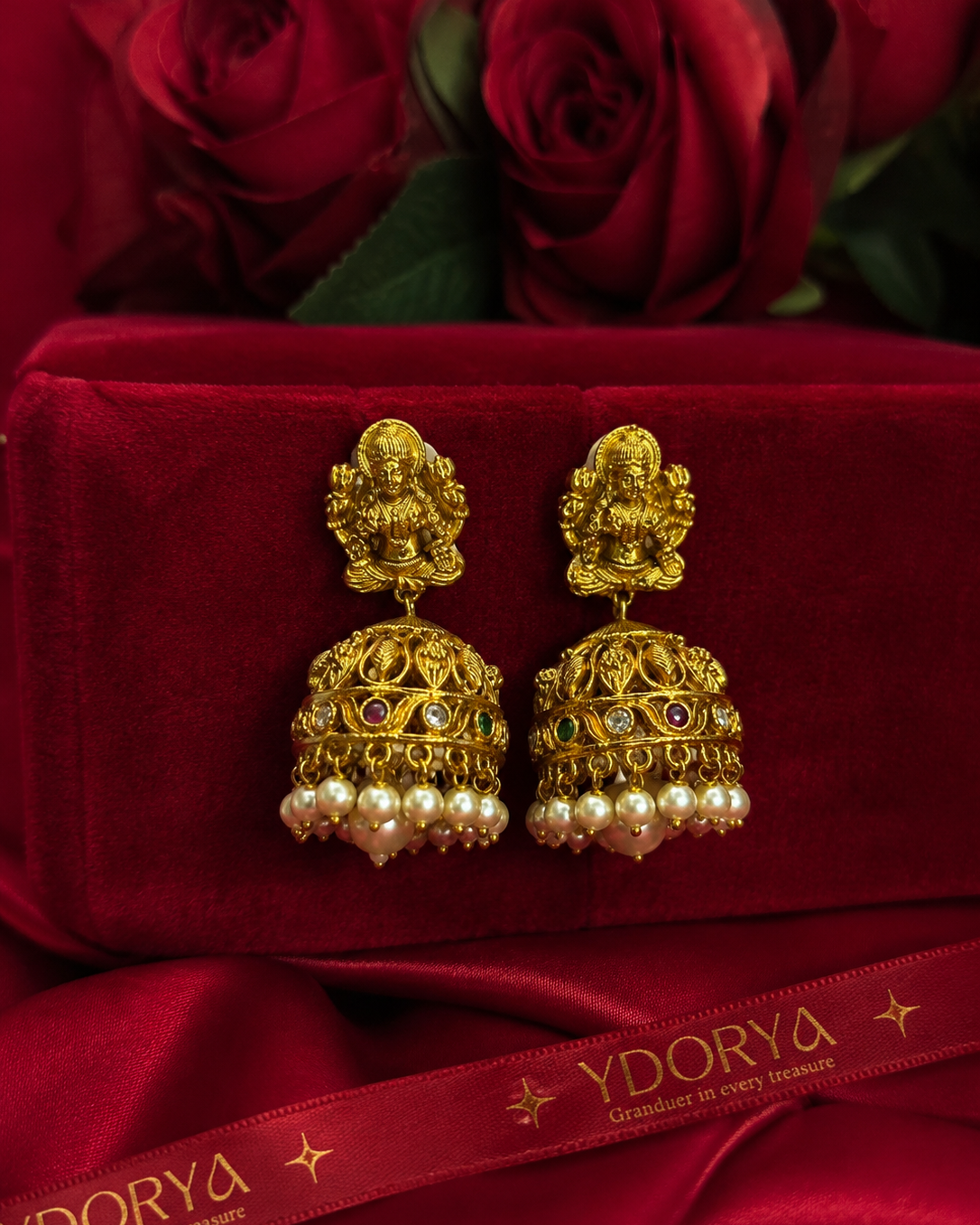 Antique Lakshmi Pearl Jhumka Earrings NK-009