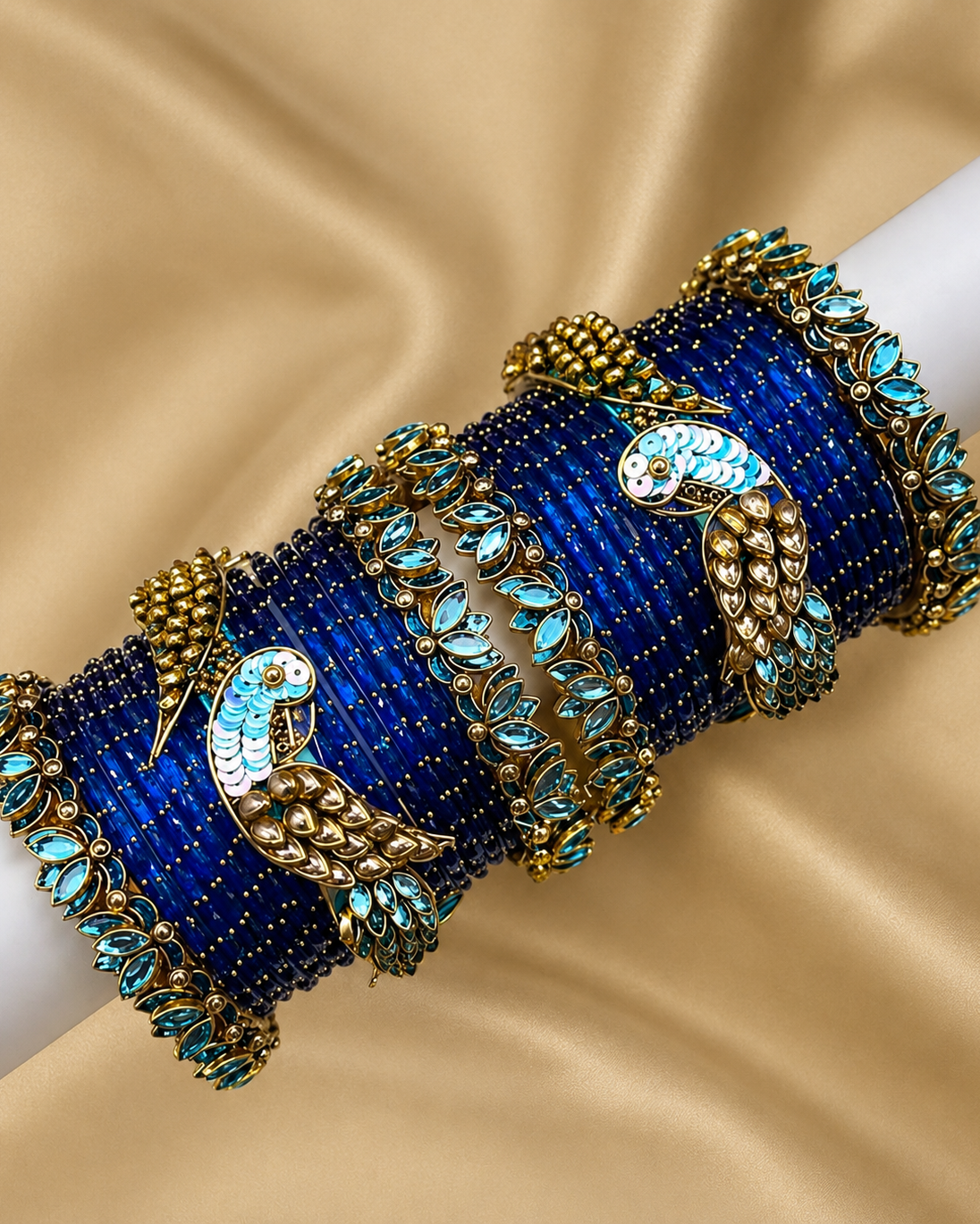 Royal Peacock Thread Kundan Bangle Set (Please read description before placing an order)