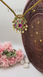 Kundan Ruby Floral Pendant Necklace