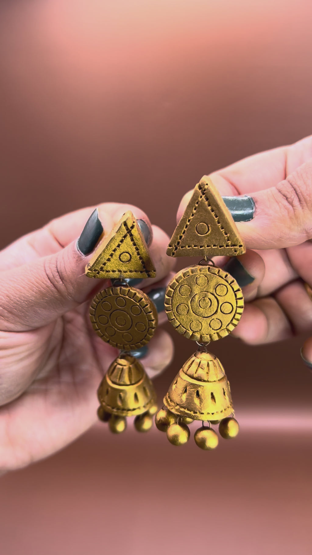 Antique Gold Terracotta Jhumkas ET-002