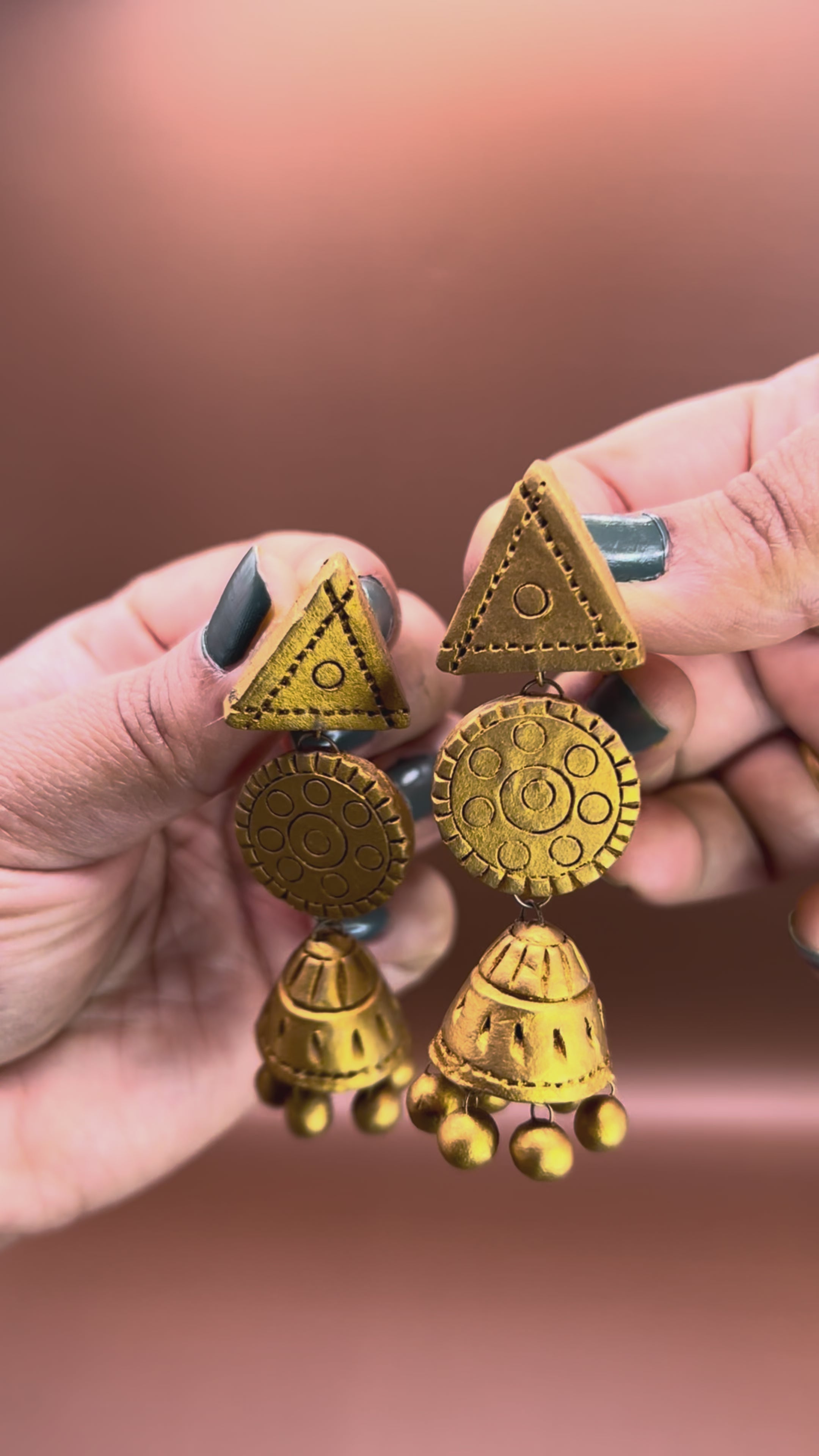 Antique Gold Terracotta Jhumkas ET-002