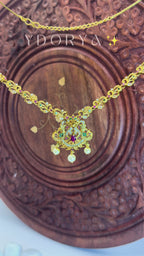 Traditional gold-finish peacock jewelry set NK-021