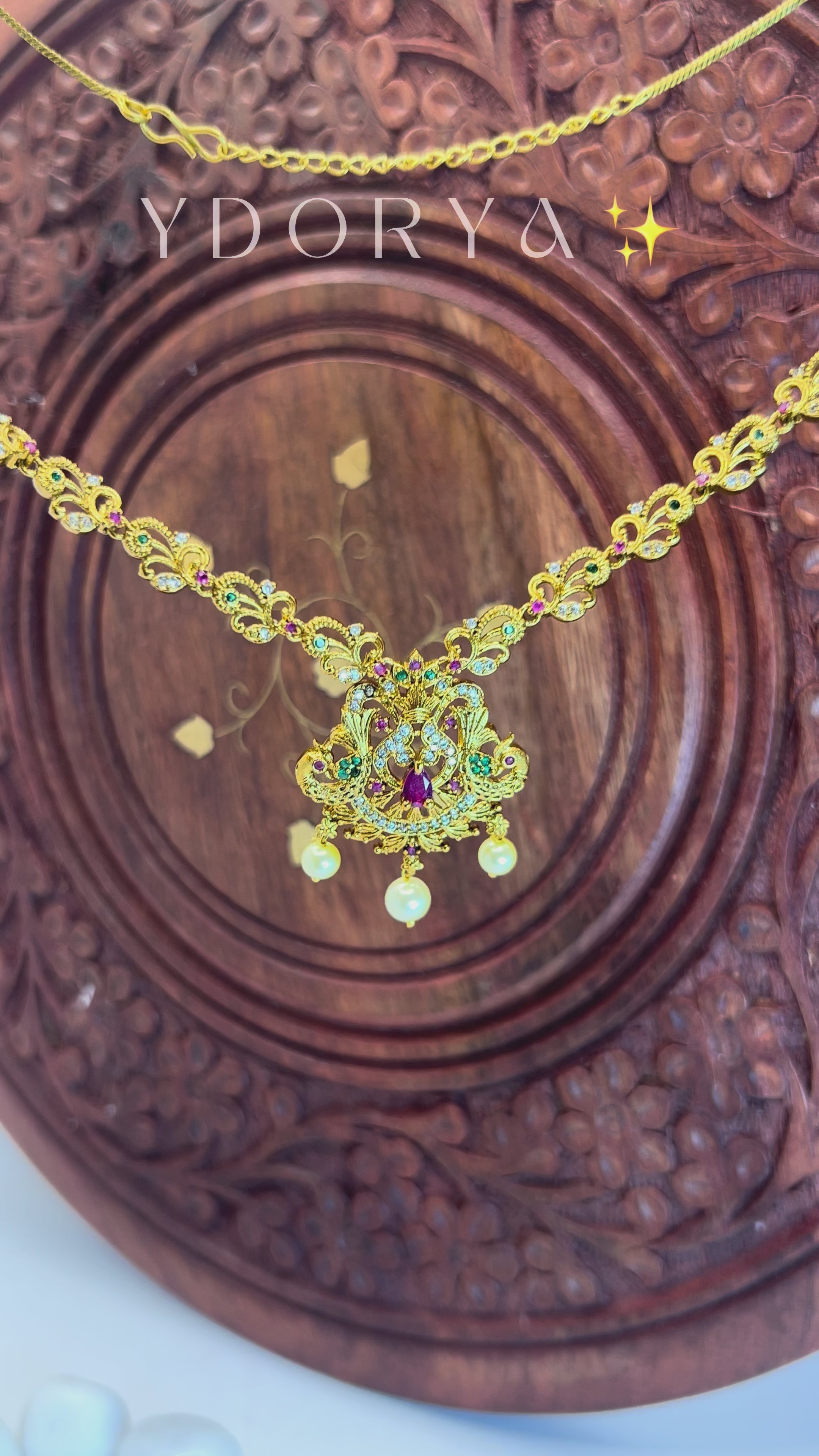 Traditional gold-finish peacock jewelry set NK-021