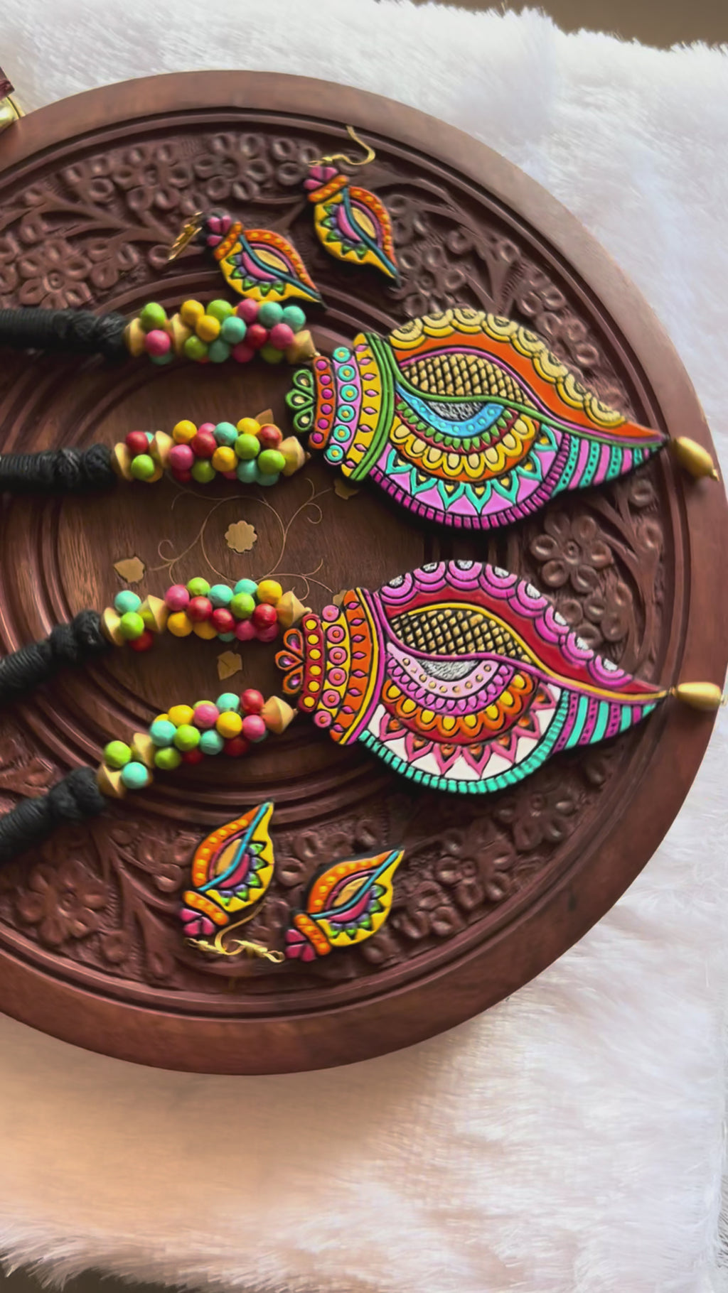 Artisanal hand-painted patterned terracotta set TR-005