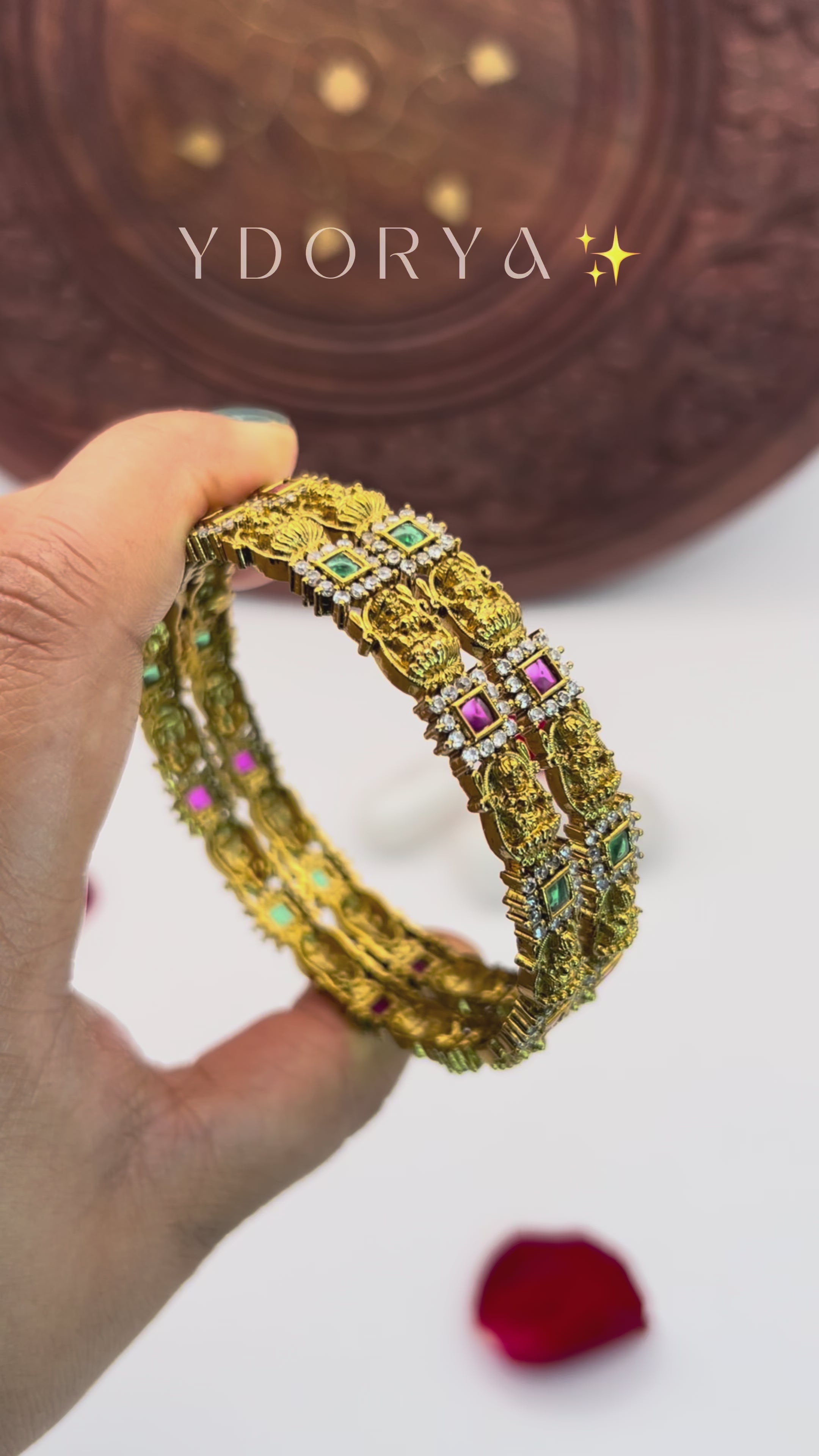 Lakshmi Red and green stone bangles BG-007