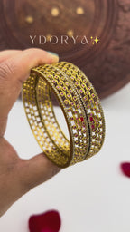 Filigree Gold Ruby Zircon bangles BG-002