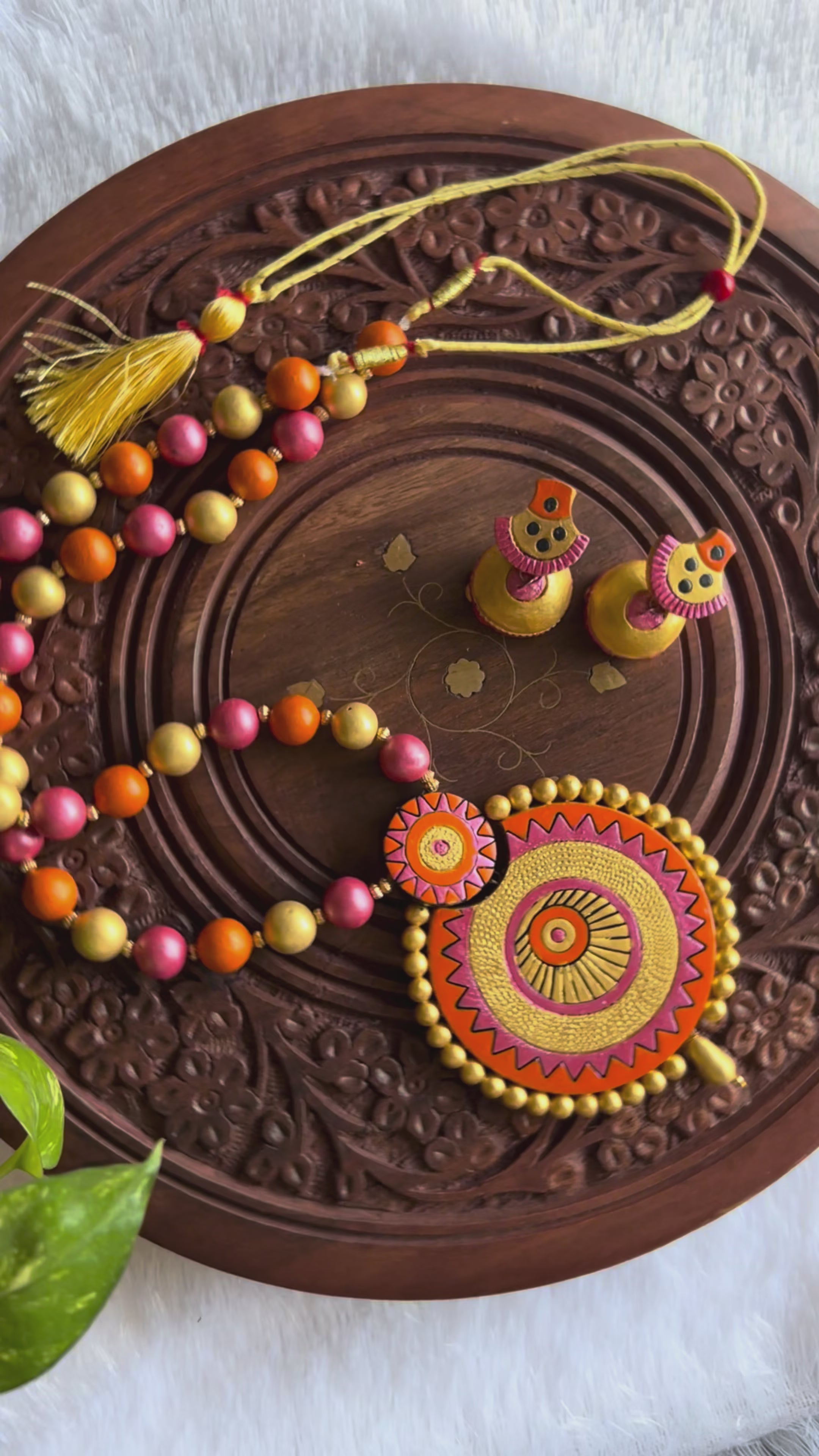 Vibrant circular terracotta haaram set TR-008