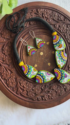 Vibrant hand-painted boho terracotta set TR-006