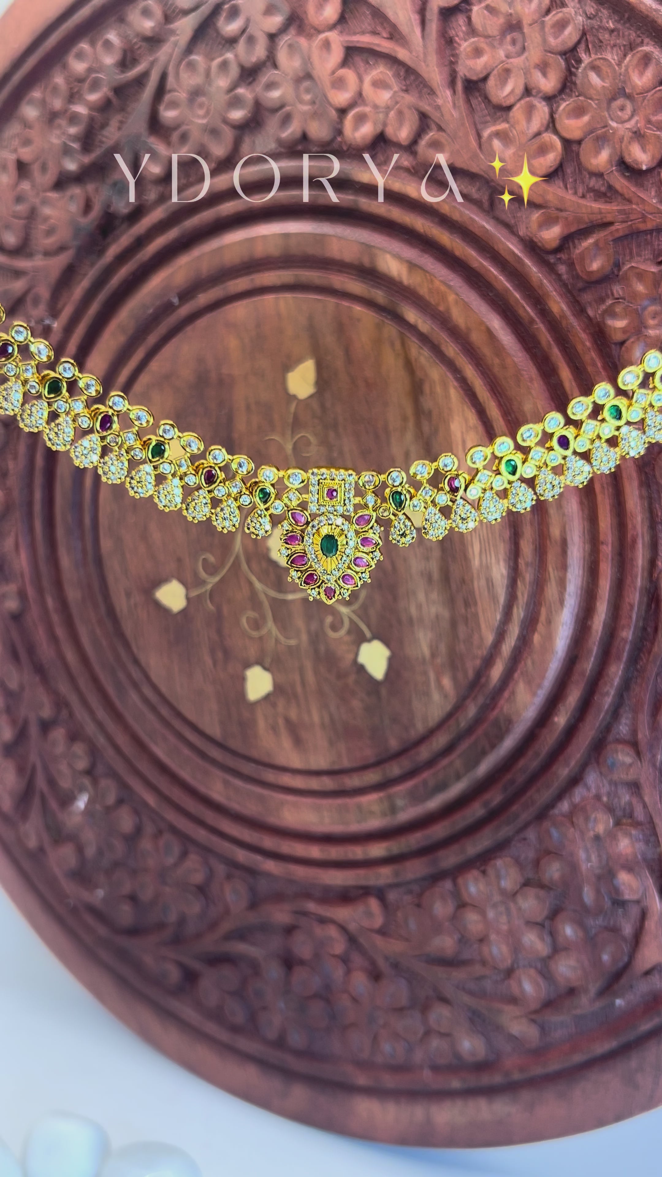 Gold-toned ruby emerald necklace set NK-015