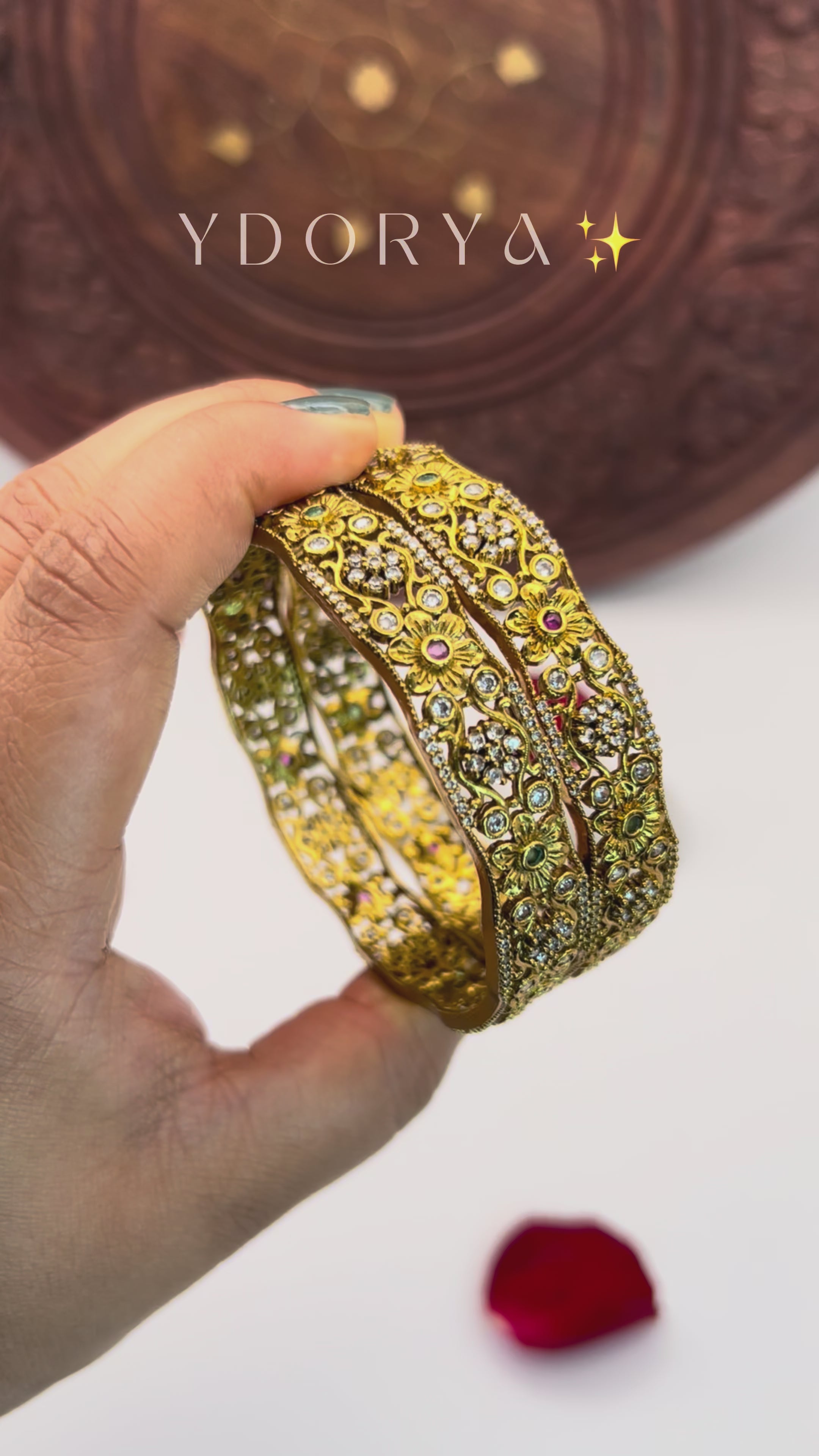 Floral antique stone bangles BG-006